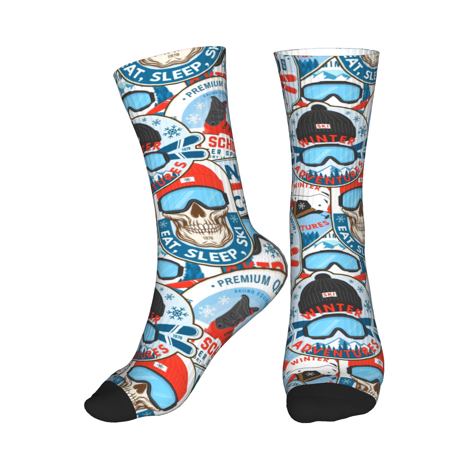 Vintage Fashion Prints - Vintage Kırmızı Mavi Kayak Kulübü Dikişsiz