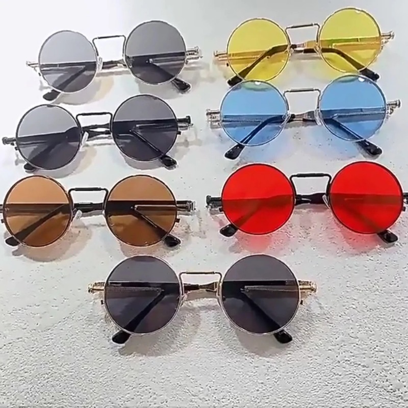 Vintage Fashion Female - Vintage Metal Çerçeve Yuvarlak Güneş Gözlüğü