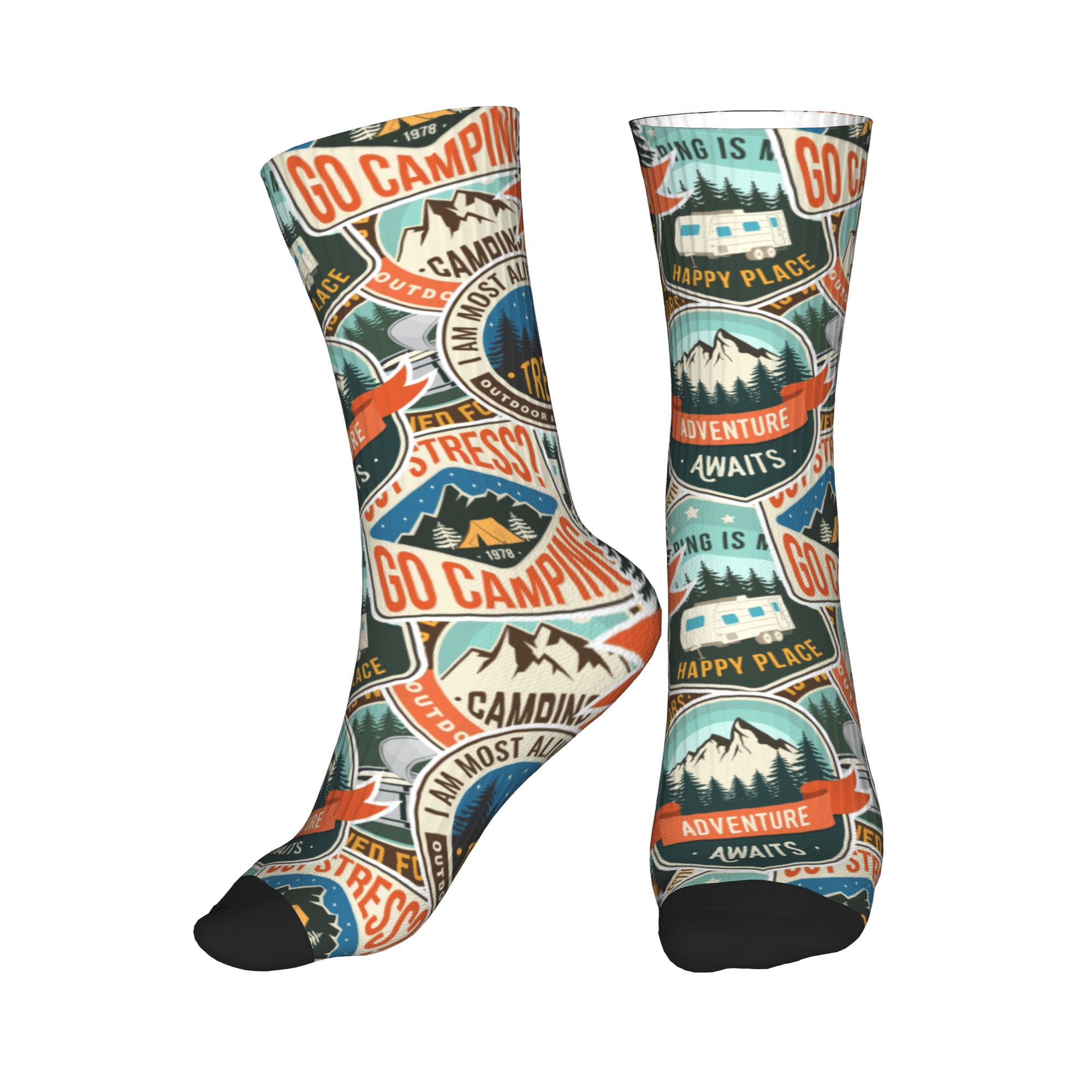 Vintage Fashion Prints - Moda erkek Vintage Dağ Kampı Rozeti